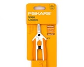 Fiskars easy action Snips - Scissors - 5 inch spring assist scissors good for rag quilts - orange and white sharp - micro tip - sharp snips
