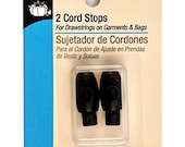 Dritz Cord Stop - 2 ct. Black - For Drawstrings or Elastic - Keeps cord ends from slipping or makes adjustable - 2 Count plastic cord stops