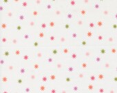 Moda Fabric - Hey Boo - by Lella Boutique - 1/2 yard - 5215 11 -  white background with pink/orange/lavender/green stars - Cotton fabric