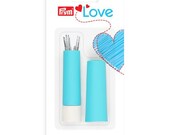 Prym Needle Twister - turquoise with white base - Holds sewing needles for sewing- Handy carrier for hand sewing needles- Like Lipstick tube