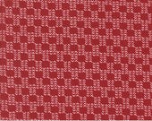 Moda Fabric - Emmitt and Ivy by Sweetwater for Moda - cotton fabric - 1/2 yard - 55697 12 - red with off white  weave motif - sweater weave