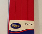 Extra Wide Double Fold Bias Tape - by Wrights  - 1/2 inch - 55 Polyester/45 Cotton - Scarlet 206 076