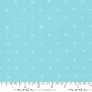 Moda Fabric - Beyond Bella New - Turquoise color with white hashtag - 1/2 yard - 16740 - 85 Robins Egg - Cotton Fabric