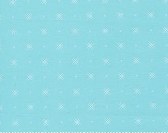 Moda Fabric - Beyond Bella New - Turquoise color with white hashtag - 1/2 yard - 16740 85 - Robins Egg - Cotton Fabric with small hashtag