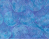 Moda Fabric - Echo Batiks - by Moda - Batik Cotton - 4369 27 - blue with turquoise and aqua colored dot circles - 1/2 yard - Echo Batiks
