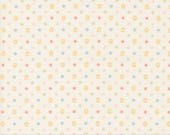 Moda Fabric - Cottage Charm - by Heather Briggs - 1/2 yard - 31758 11 - off white with tiny houses and dots - cotton fabric - 44" wide