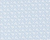 Moda Fabric - Cottage Charm - by Heather Briggs - 1/2 yard - 31752 21 - light blue with off white grid and flowers - Cotton fabric - 44"