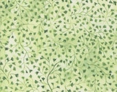 Moda Fabric - Sunshine and Blue Skies 39830 12 - Create Joy Project by Laura Muir - 1/2 yard - green on green with vines and leaves - Cotton
