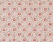 Sweet Liberty - Brenda Riddle for Moda - 18751 13 - 1/2 Yard - peach background floral print with roses and blue dots - 100% cotton fabric