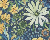 Moda Fabric - Sunshine and Blue Skies 39820 14 - Create Joy Project by Laura Muir - 1/2 yard - blue background w large print floral-Cotton
