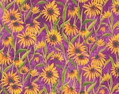 Moda Fabric - Floribunda 39805 13 - Create Joy Project by Laura Muir - violet background with small sunflowers - Cotton - 44" - 1/2 yard