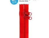 By Annie Double-Slide 40" Handbag Zipper - Nylon Coil - Great for bags and carriers - Color Atom Red - 40" handbag zipper