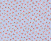 Moda Fabric - Memory Lane by Brenda Riddle - 18783 16 - 1/2 yard - blue background with small  pink and red flowers - 44" wide - Cotton