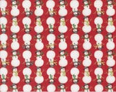 Moda Fabric - Winter Friends by Deb Strain for Moda - 56135 17 - 1/2 yard - Red with snowmen with top hats - Cotton Fabric - Snowman