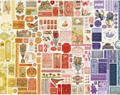 Moda Fabric - Curated in Color - by Cathe Holden for Moda - 1 1/8 yard 20"x44" repeat. - 7466 11 - Vintage collage - Cotton