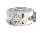 Moda Fabric - Red white and bloom - by Deb Strain - Jelly Roll  - 56110 JR - 2 1/2" strips - 42 strips -Flowers, patriotic,flags,4th of July