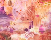 Moda Fabric - Floribunda 39808 12 - Create Joy Project by Laura Muir - orange and purple watercolor - Cotton - 44" - 1/2 yard