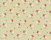 Moda Fabric - A Very Sweet Christmas -  by Bunny Hill Designs for Moda - light green with white and red flowers - 3063 14 - 1/2 yard