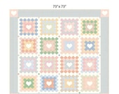 Granny's Heart Quilt Kit - Cottage Charm Fabric - by Heather Briggs - peach, yellow, green, blue - quilt size 73"x73" - Granny Squares