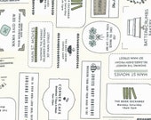Moda Fabric - Main Street by Sweetwater for Moda - 100% cotton fabric - 1/2 yard - 55640 11- ivory with town signs - 1/2 yard - Main Street