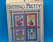 Sitting Pretty by Cynthia Tomaszewski - A pretty Floral quilted Wallhanging pattern  - paper - Applique - Flowers and vases - 38"x44"