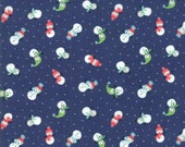 Moda Fabric - Snow Day by Stacy Iest Hsu for  Moda - 100% cotton fabric - 1/2 yard - 20634 18 Navy with little snowmen - 1/2 yard