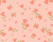 Moda Fabric - Sunbonnet - by Heather Briggs - 1/2 yard - 31761 15 - light coral with large pink flowers - cotton fabric - light coral fabric