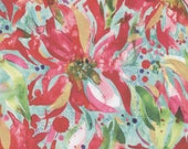 Moda Fabric - Comfort & Joy Fabric 39751 15 - Create Joy Project by Laura Muir - floral aqua bkground - Cotton Fabric - 44" - 1/2 yard