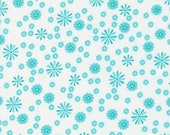 Moda Fabric - On the Bright Side! - by Me & My Sister - 1/2 yard - 22465 19 -  White with turquoise (aqua) Print - Cotton