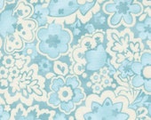 Moda Fabric - Jolie by Chez Moi 33693 - 11 - 1/2 yard - medium print various blues on white Floral design - Cotton Fabric