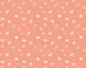 Riley Blake Fabric - New Beginnings  - by Sandy Gervais - C15752 Apricot - Sweet Peas - Apricot with yellow and apricot flowers - 1/2 yard