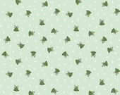 Riley Blake Fabric - Mistletoe and Holly - by Beverly McCullough-C16404 hint of mint - light green with dark  green bells - 1/2 yard
