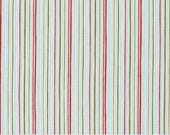 Moda Fabric - Emmitt and Ivy by Sweetwater for Moda - cotton fabric - 1/2 yard - 55696 11 -off white, green and red skinny stripes