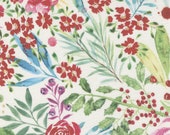 Moda Fabric - Comfort & Joy Fabric 39750 11 - Create Joy Project by Laura Muir - floral white bkground - Cotton Fabric - 44" - 1/2 yard