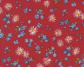 Moda Fabric - Wildflowers 2024 by Moda Fabrics - 33774 16 - 1/2 yard - 100% cotton - quilting fabric - red with  daisies and blue flowers