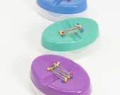 Dritz Ultimate Magnetic Pin Caddy - 3 Color choices - Holds straight pins for sewing - with a cover for travel with slot in lid - pin magnet