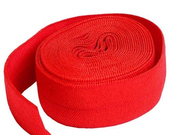 Fold-over Elastic 3/4in Atom Red - PER QUARTER METRE Fold-over Elastic 3/4in Atom Red - PER QUARTER METRE