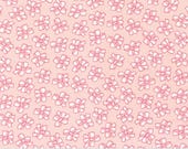 Moda Fabric - Lighthearted by Camille Roskelley - 55293 17 - 1/2 yard - pink  with white bows - Cotton Quilt Fabric 44" wide - Pink & white