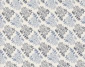 Moda Fabric - Larking -  by Janet Clare - 1/2 yard - 24633 11 - Larking Fran porcelain with dark and light blue floral design - cotton