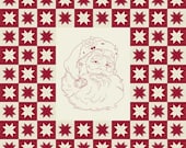 Starring Santa Quilt Pattern by Primitive Gatherings - finished size 80"x88" - works with Dear Santa Panel and other 36"x44" panels