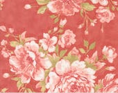 Moda Fabric - Muse by 3 Sisters for Moda - Fabric 44390 13 - 1/2 yard - Cotton Fabric 44" wide  - coral with large pink & white flowers