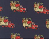 Moda Fabric - Farm and Garden - by Cathe Holden for Moda - 1/2 yard - 7475 16 - farm trucks on navy blue background - Cotton - Moda