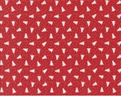 Moda Fabric - Berry and Pine - by Lella Boutique - 1/2 yard - 5245 14 -  red background with white Christmas Trees and dots - cotton fabric