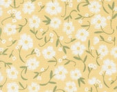 Moda Fabric - Flower Girl - by Heather Briggs - 1/2 yard - 31730 14 -  yellow background with white flowers green leaves- Cotton fabric