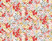 Riley Blake Fabric - Floral Charms - by Kelsey Carlson - C15762 - color white - 1/2 yard - white with multicolored small flowers-Riley Blake