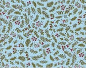 Moda Fabric - Emmitt and Ivy by Sweetwater for Moda - cotton fabric - 1/2 yard - 55695 16 - light blue with green foliage and red berries