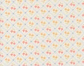 Moda Fabric - Cottage Charm - by Heather Briggs - 1/2 yard - 31752 11 - blue grid with various pink and yellow flowers - Cotton fabric