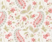 Moda Fabric - Muse by 3 Sisters for Moda - Fabric 44393 11 - 1/2 yard - Cotton Fabric 44" wide  - off white with paisleys and pink flowers