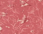 Moda Fabric - Antoinette -  by French General - faded red floral print with birds - 13950 16 - 1/2 yard - Faded red - Moda Fabric