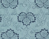 Moda Fabric - Indigo Blooming - by Debbie Maddy for Moda - 1/2 yard - 48091 12 - blue background with navy floral design - Cotton fabric